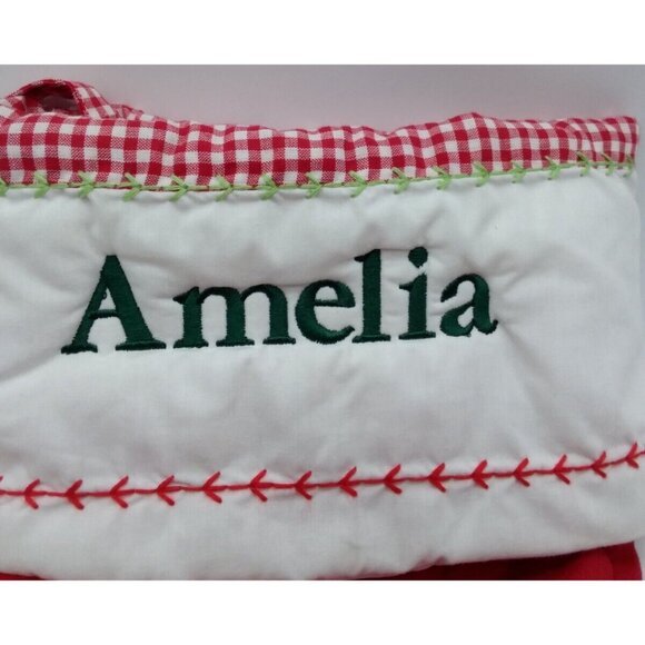 Pottery Barn Kids Amelia Winter Penguins Christmas Holiday Stocking Quilted Red - Picture 2 of 9